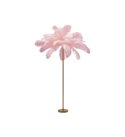 Lampa podłogowa FEATHER PALM 165 Cm Pióra różowa