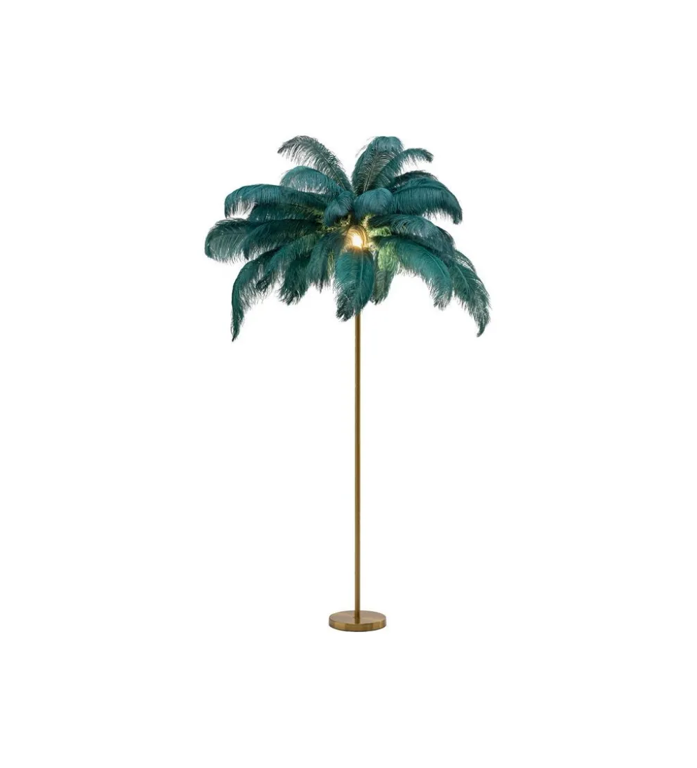 Lampa podłogowa FEATHER PALM 165 cm pióra turkusowa