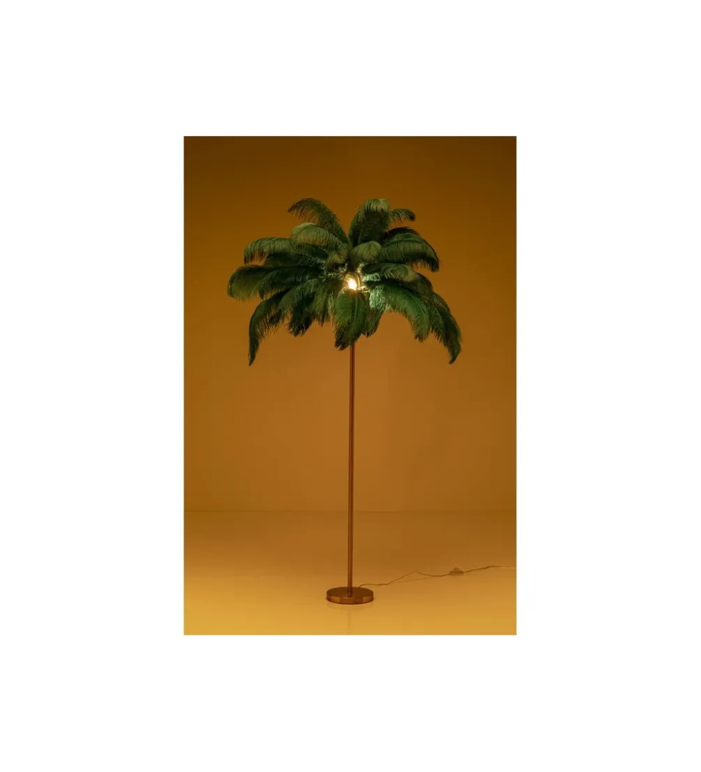 Lampa podłogowa FEATHER PALM 165 cm pióra turkusowa
