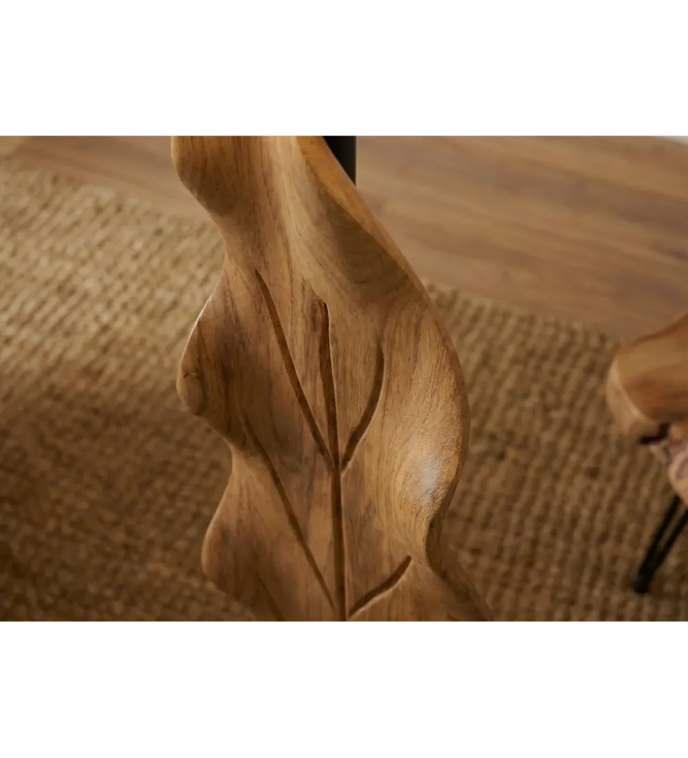 Lampa podłogowa LEAF 130 cm drewno teak
