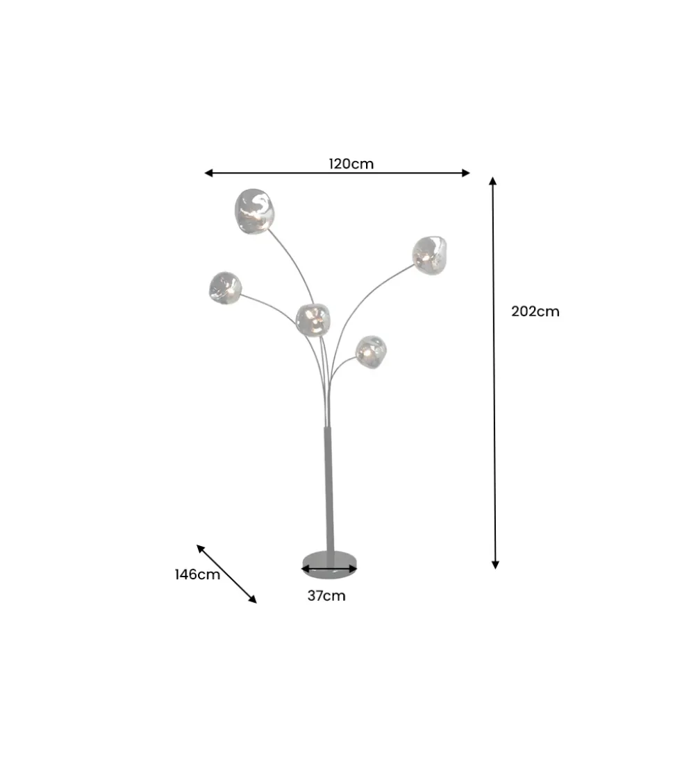 Lampa podłogowa LIQUID DIAMOND 202 cm szara