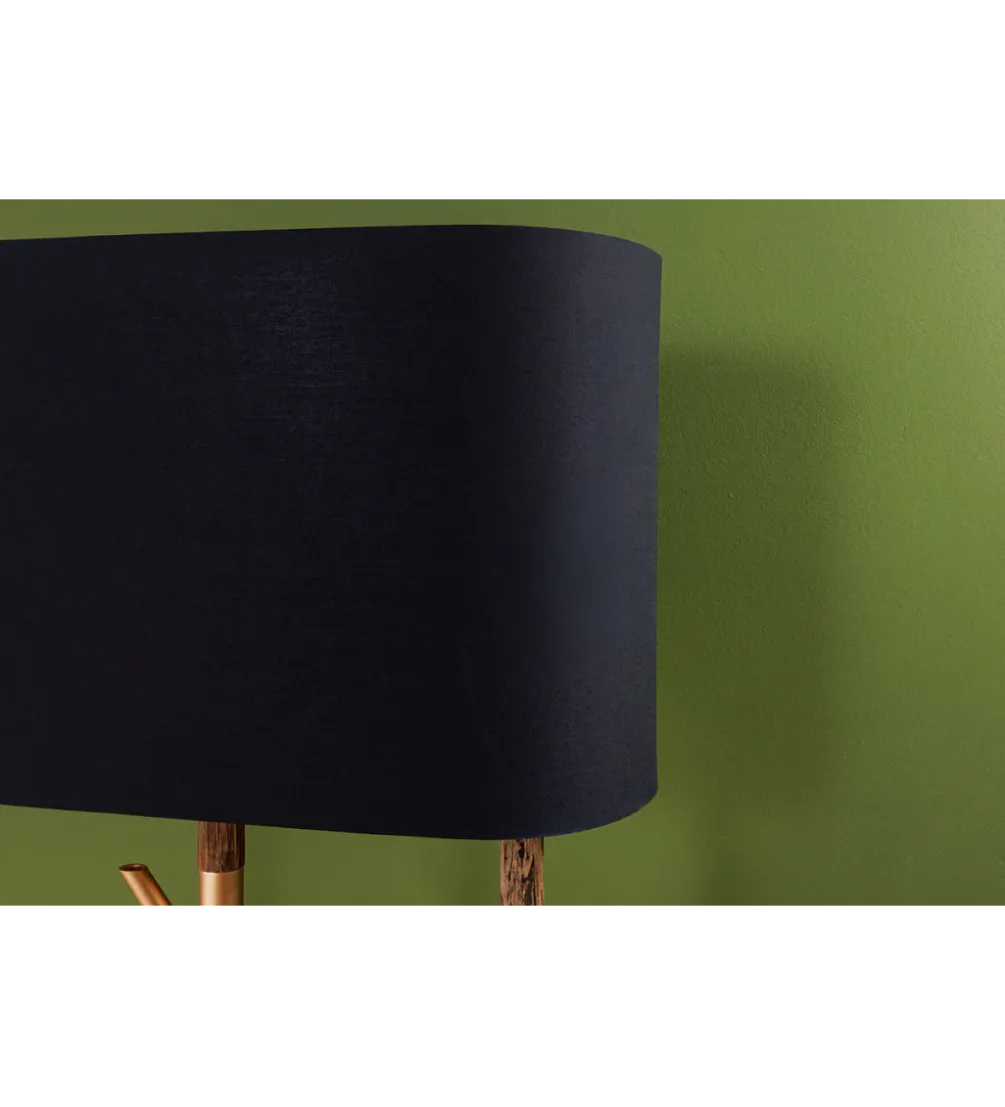 Lampa stojąca WARDROBE 150 cm naturalny z abażurem czarno-złotym