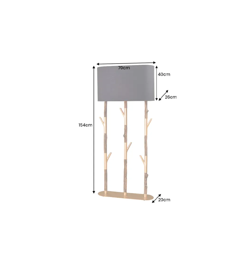 Lampa stojąca WARDROBE 150 cm naturalny z abażurem czarno-złotym