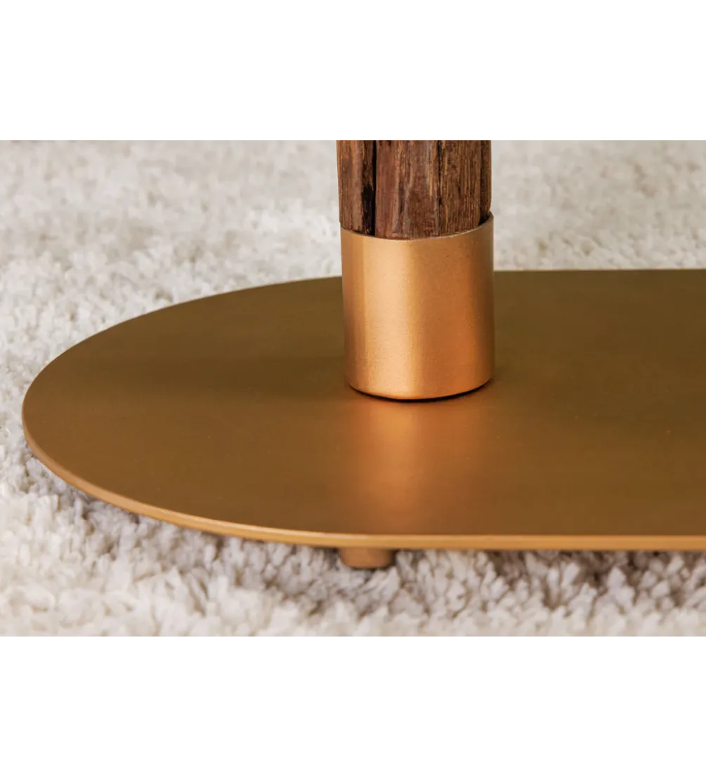 Lampa stojąca WARDROBE 150 cm naturalny z abażurem czarno-złotym