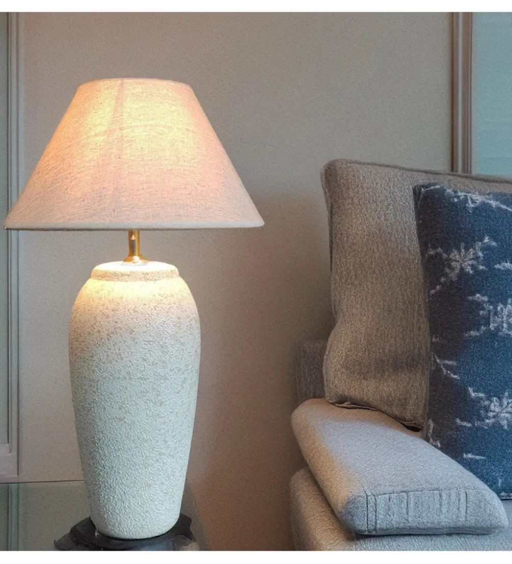 Lampa stołowa ABARMAL 57 cm ceramika antyczna biel