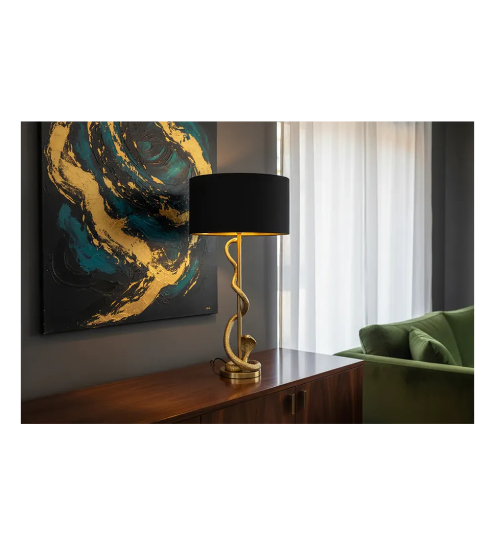 Lampa stołowa COBRA 110 cm czarna złota