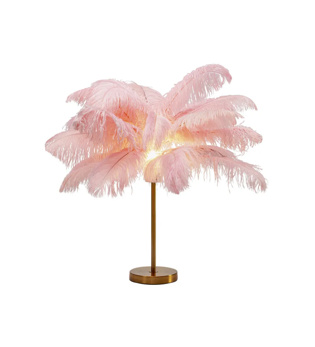 Lampa stołowa FEATHER PALM 60 Cm Pióra różowa