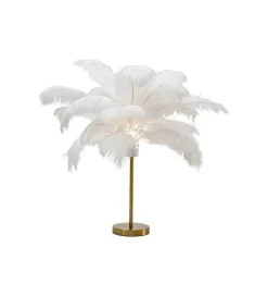 Lampa stołowa FEATHER PALM 60 cm pióra biała