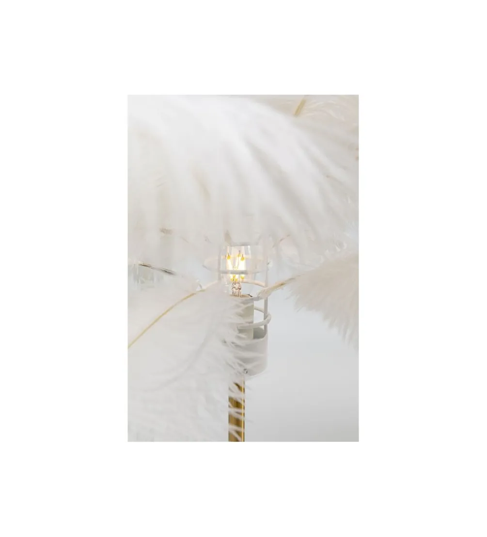 Lampa stołowa FEATHER PALM 60 cm pióra biała