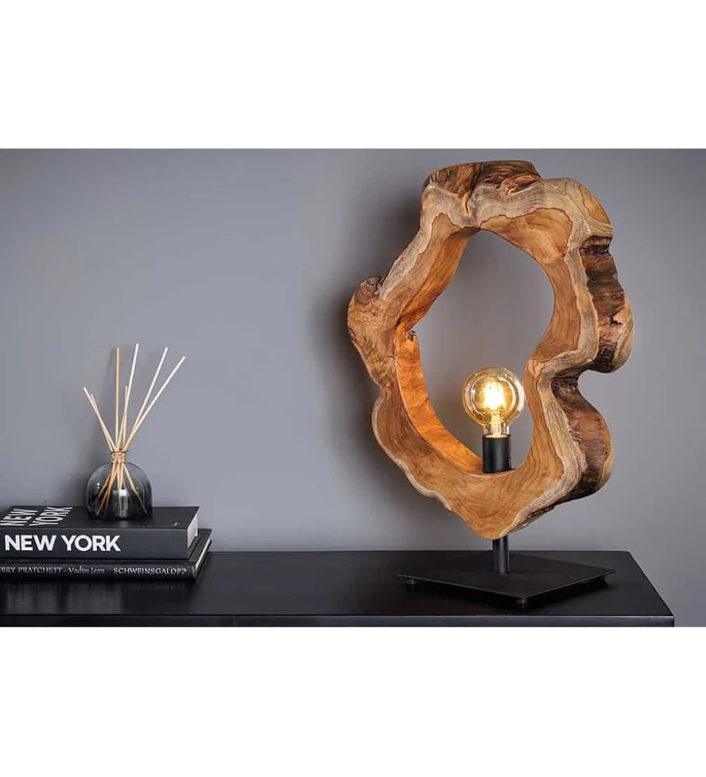 Lampa stołowa MIKO 55 cm drewno teak