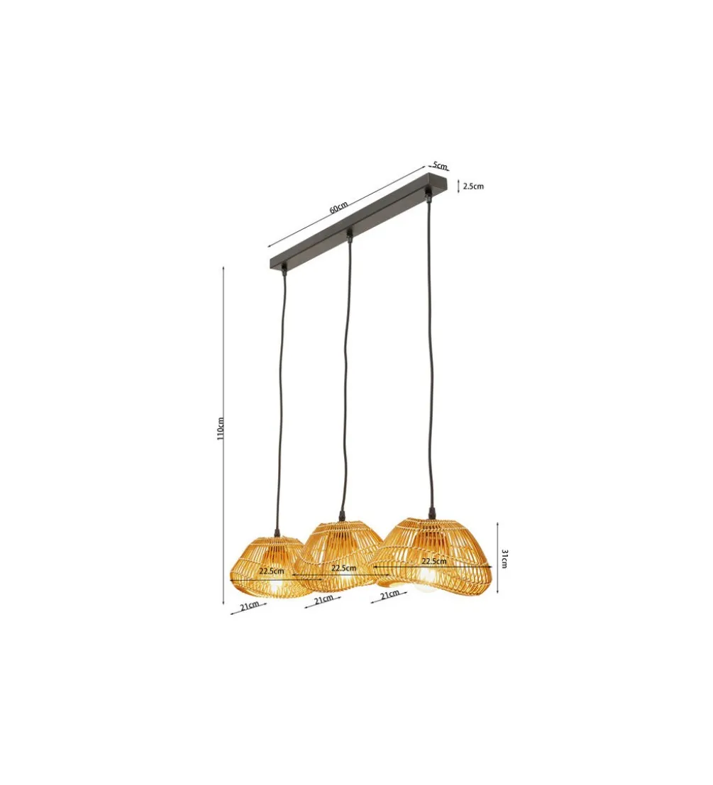 Lampa wisząca ALOHA DROP TRE 80 cm naturalna