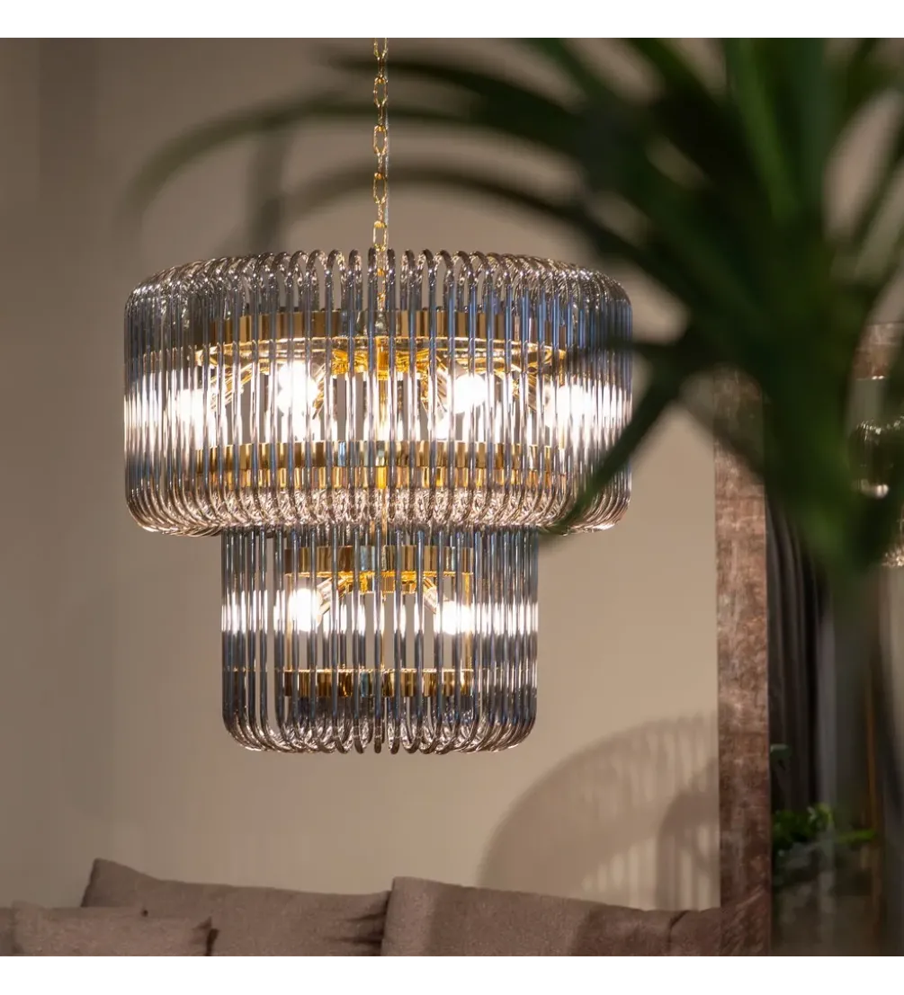 Lampa wisząca CELINK 80 cm złoto szara