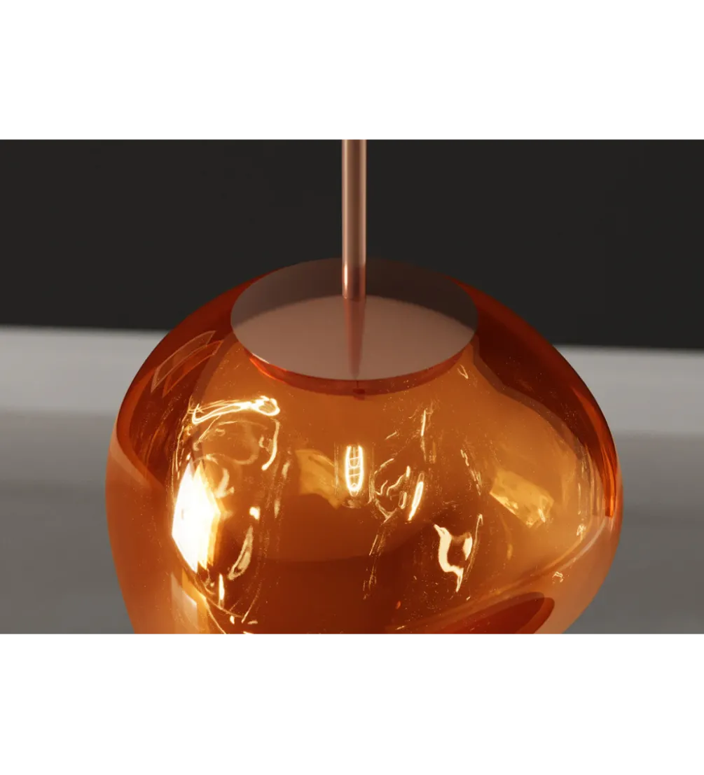 Lampa wisząca LIQUID DIAMOND 20 cm szkło miedź