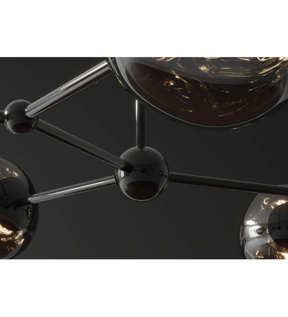Lampa wisząca LIQUID DIAMOND 5 kloszy szkło dymione