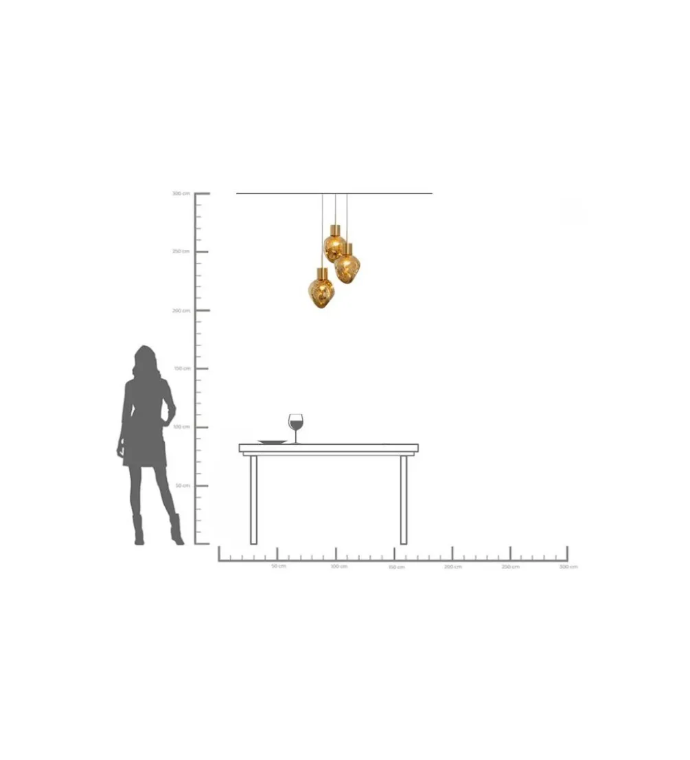 Lampa wisząca SUPERNOVA AMBER TRE 45 cm złota