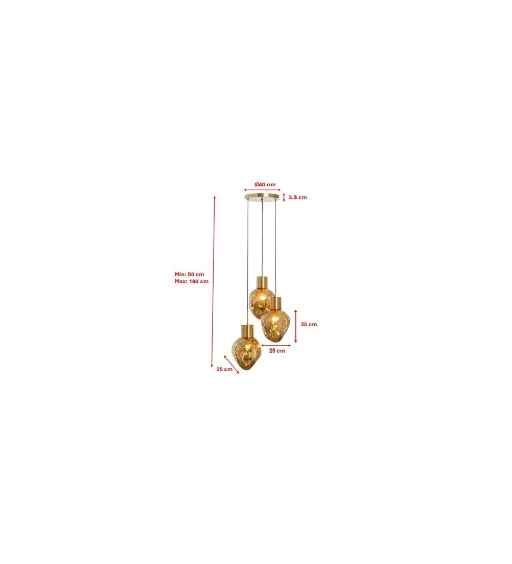 Lampa wisząca SUPERNOVA AMBER TRE 45 cm złota