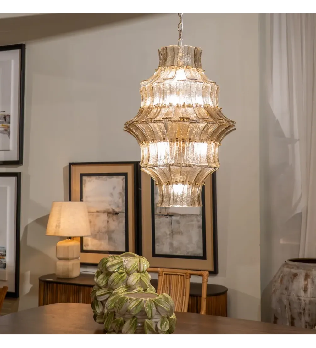 Lampa wisząca TEGOR 53 cm szare szkło