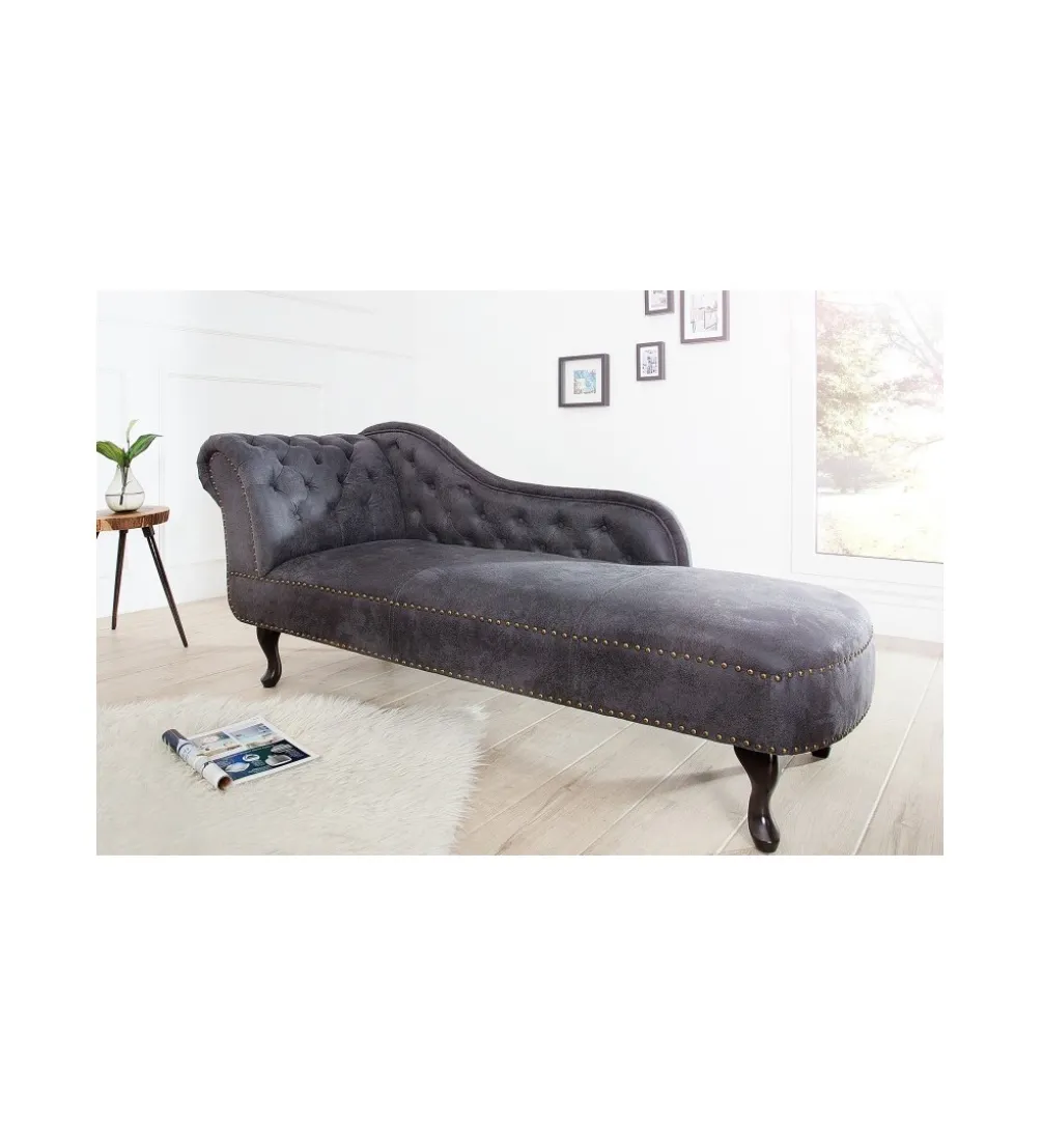 Leżanka Chesterfield BRIGIDA 170 cm Szary antyczny