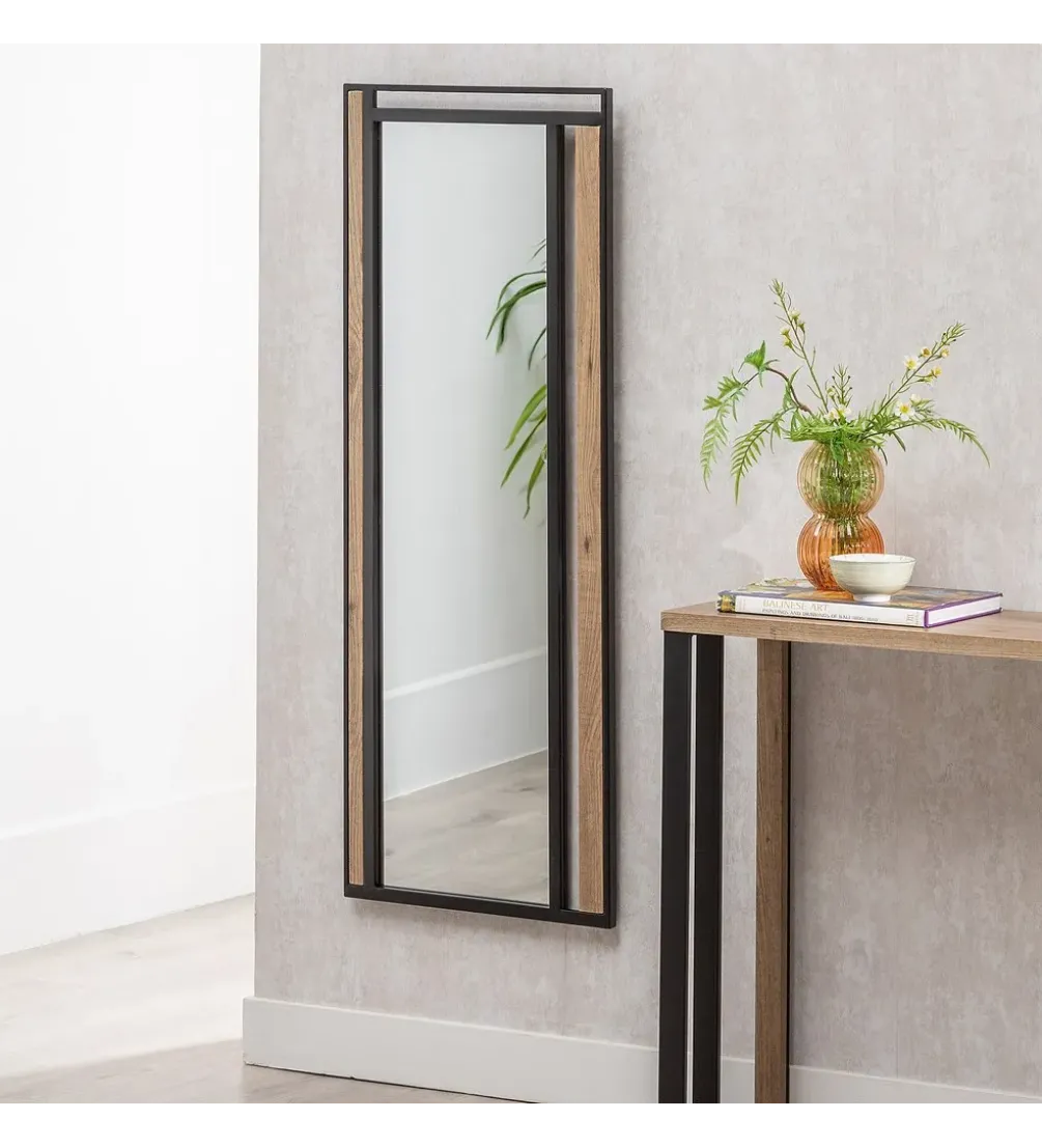 Lustro wiszące NAGATARO 45 x 100 cm czarne naturalne
