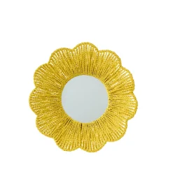 Lustro wiszące RAFFIA 50 cm żółte