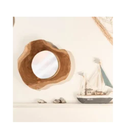 Lustro wiszące Reflect 31 cm drewno Teak
