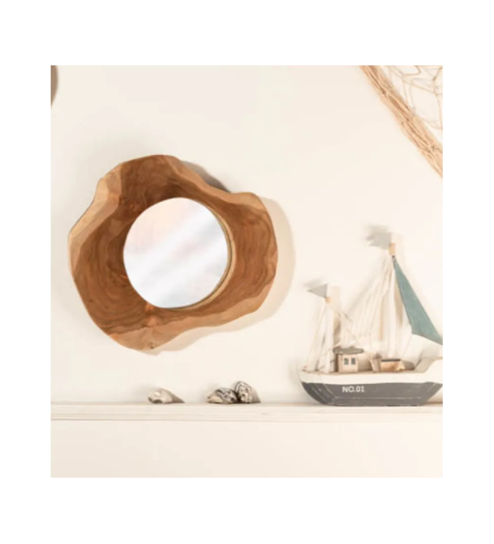 Lustro wiszące Reflect 31 cm drewno Teak