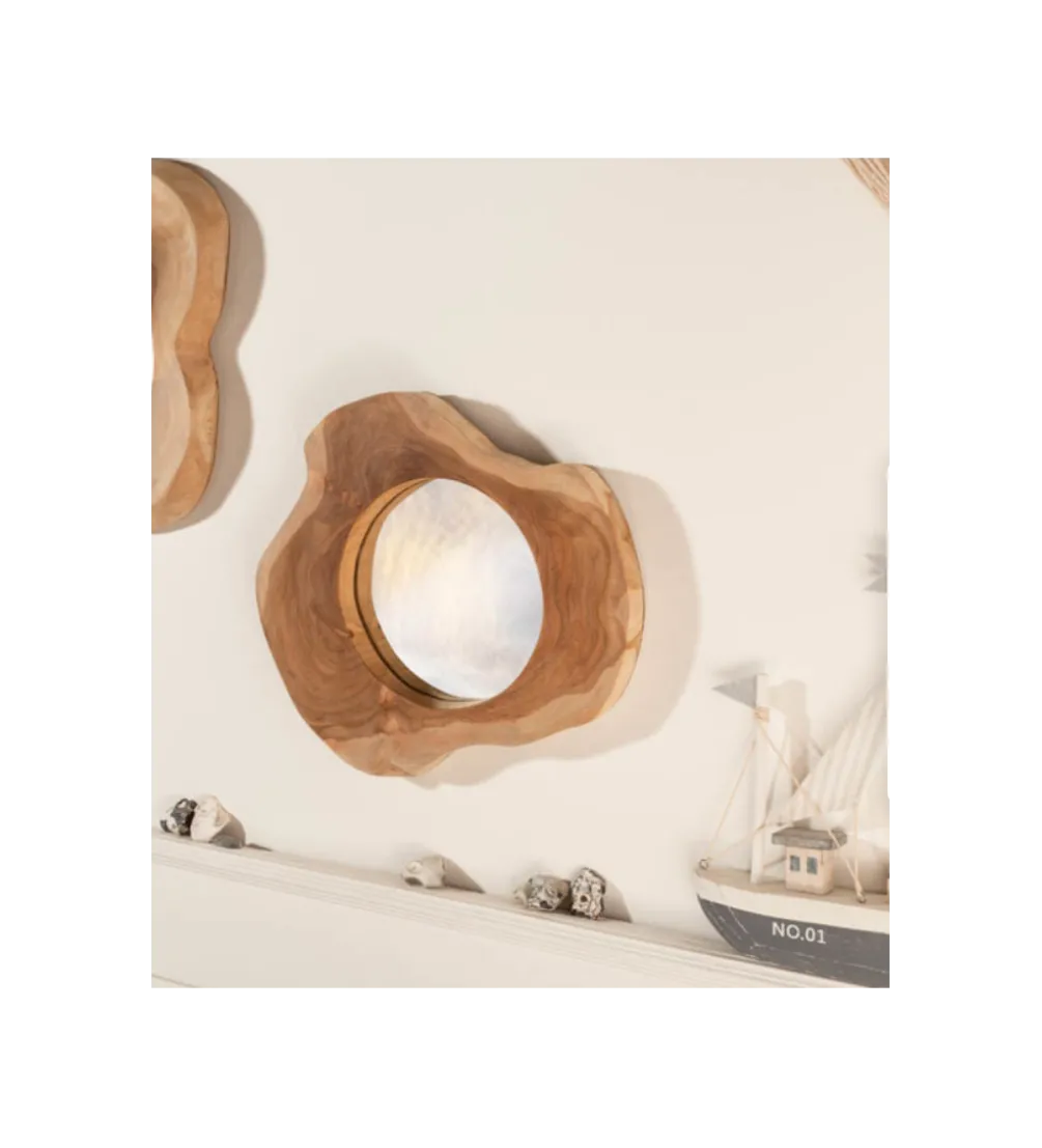 Lustro wiszące Reflect 31 cm drewno Teak