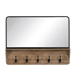 Lustro wiszące z wieszakiem IRATINA 90 cm naturalne czarne