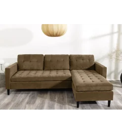 Narożnik STOCKHOLM 220 cm 3-osobowy sztruks jasnobrązowy