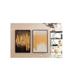 Obraz Abstract 80 cm x 120 cm złoto biały
