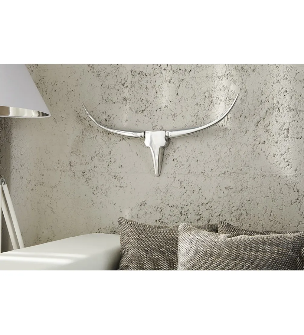 Ozdoba ścienna rogi Bull 75 cm srebrne