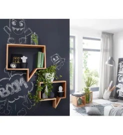 Półka wisząca MUMBAI set 2 drewno akacja
