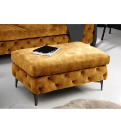 Pufa MODERN BAROCK 90 cm aksamitny musztardowo żółty