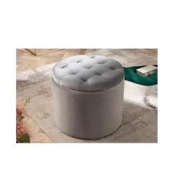 Pufa Modern Barock 50 Cm srebrnoszara