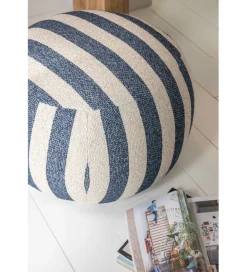 Pufa STRIPED 45 cm niebiesko biała