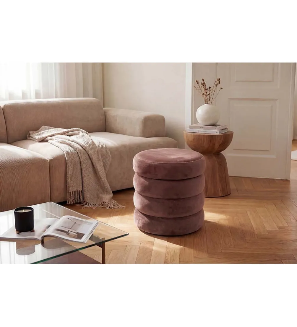 Pufa VOGUE 40 cm z schowkiem welwet różowa