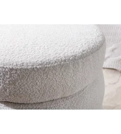 Pufa VOQUE 50 cm z pojemnikiem Bouclé kremowo biała