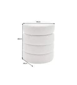 Pufa VOQUE 50 cm z pojemnikiem Bouclé kremowo biała
