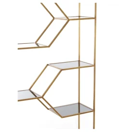 Regał AINO 214 cm ciemne szkło antyczny brąz