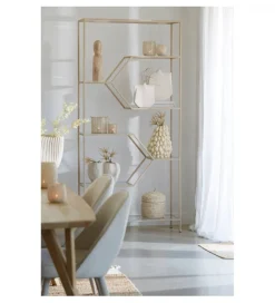 Regał AINO 214 cm szklany kremowy