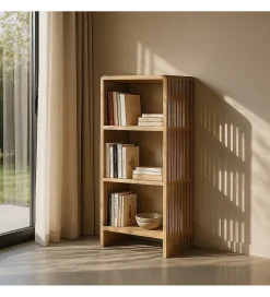 Regał BELLAMONTE 116 cm naturalny drewno teak