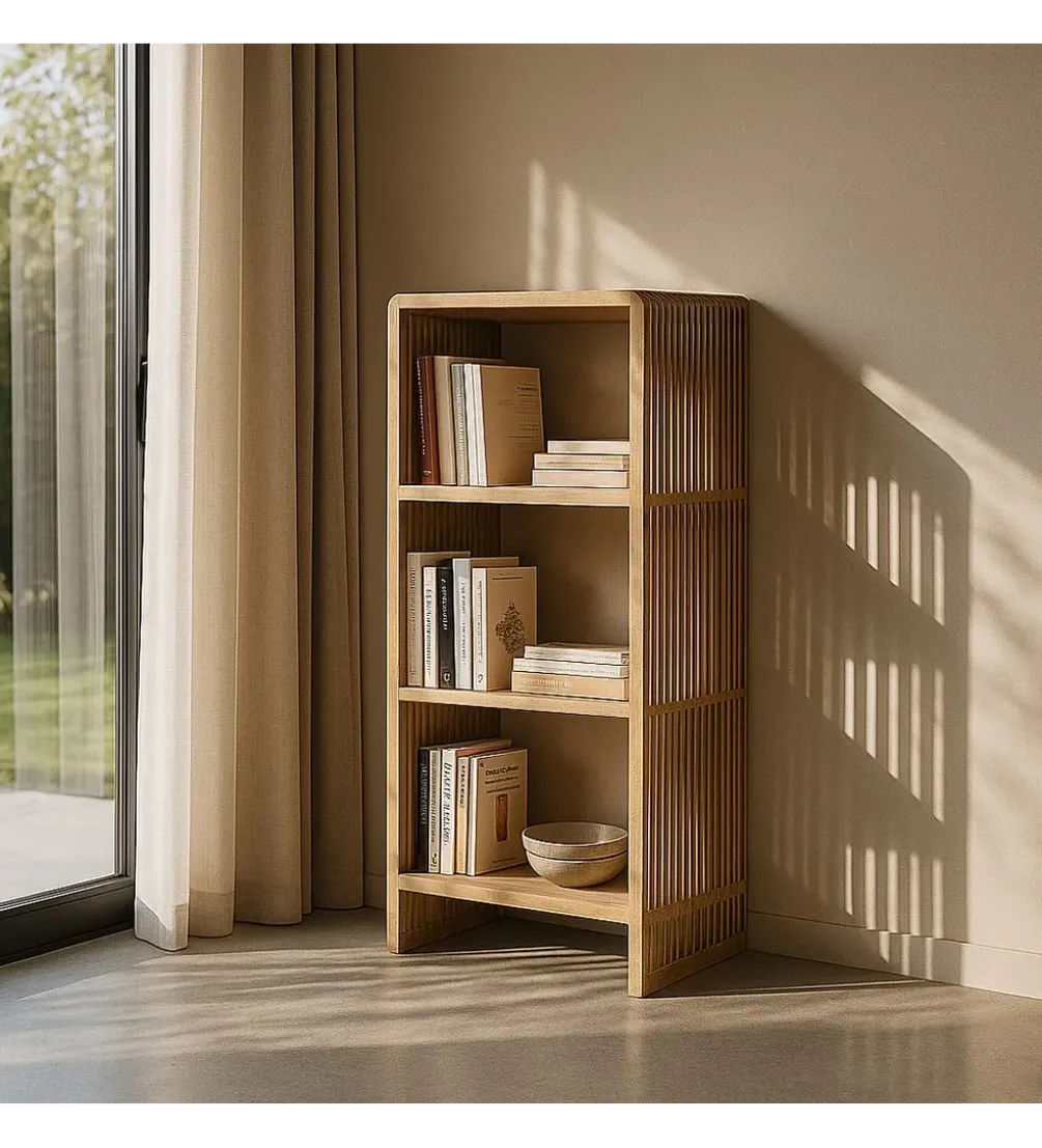 Regał BELLAMONTE 116 cm naturalny drewno teak