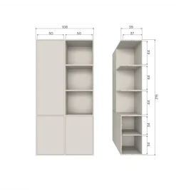 Regał MEGGY 108 cm drewno sosny szary lewostronny