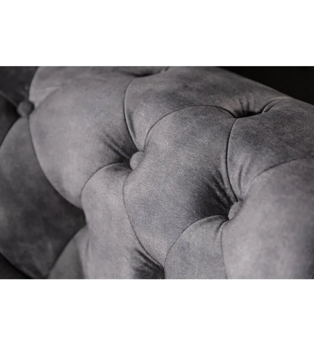 Sofa ARIELLE Chesterfield 205 Cm szary aksamit