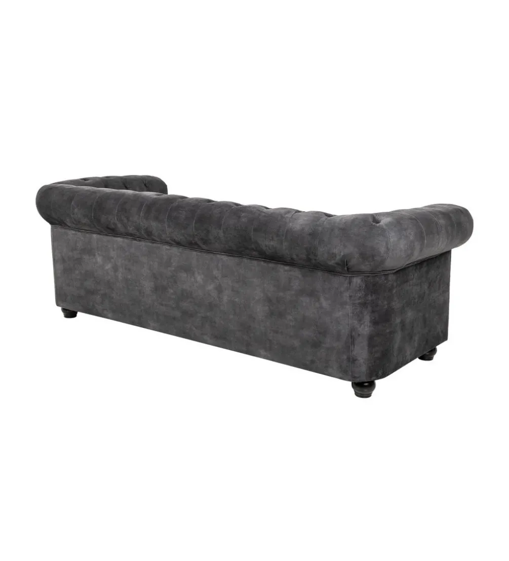 Sofa ARIELLE Chesterfield 205 Cm szary aksamit