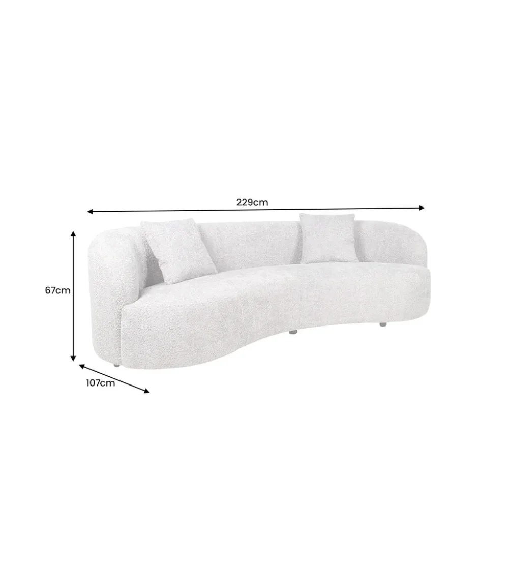 Sofa ATELIER 230 cm 3 osobowa bouclé szary