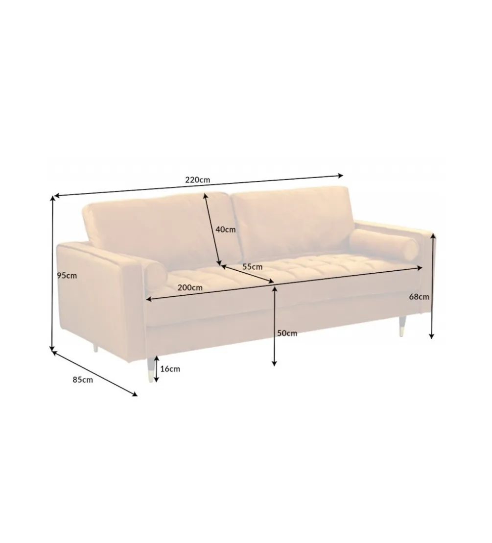 Sofa CANIS 220 cm musztardowo - żółta