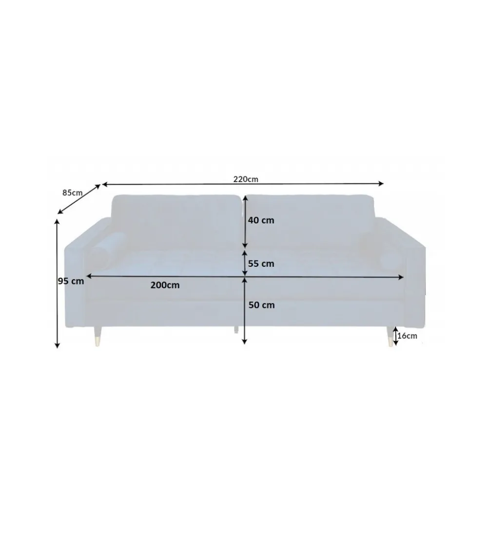 Sofa CANIS velvet 220 cm aqua velvet