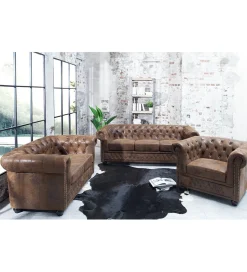 Sofa Chesterfield 205 cm antyczny brąz
