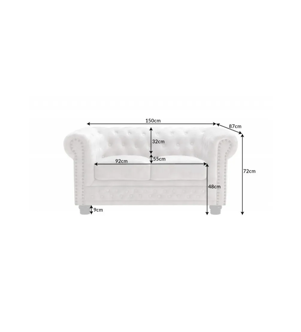 Sofa dwuosobowa ROCHESTER Chesterfield 150 cm beżowa
